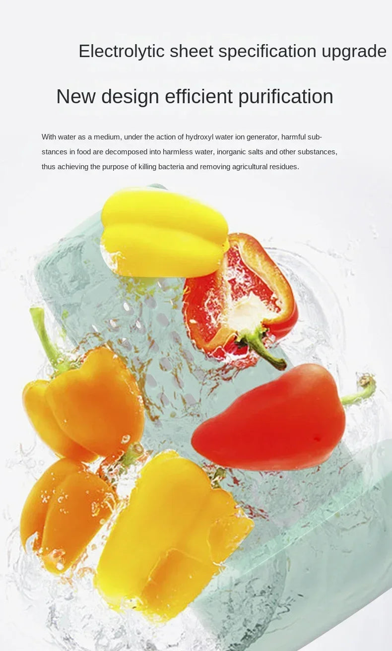 Protable Ultrasonic Fruit Vegetable Washing Machine Capsule Wireless Food Cleaner Suitable Outdoor Picnic Fruit Food Purifier